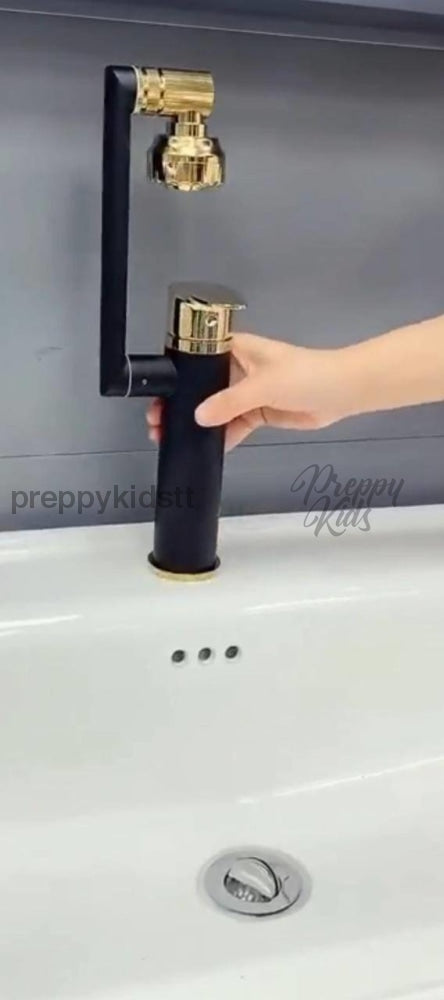 (Pre-Order) Diamond-V Black & Gold Adjustable Rotable Bathroom Basin Faucet