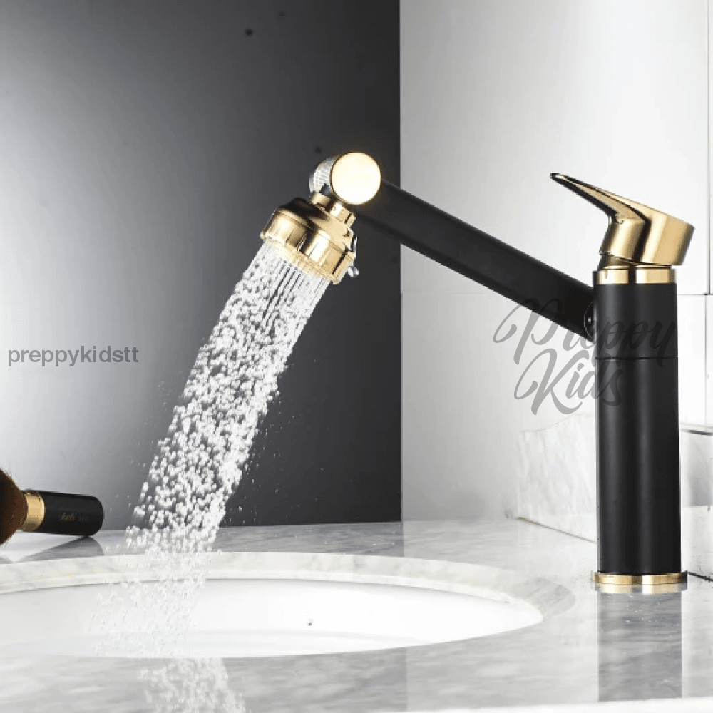 (Pre-Order) Diamond-V Black &amp; Gold Adjustable Rotable Bathroom Basin Faucet