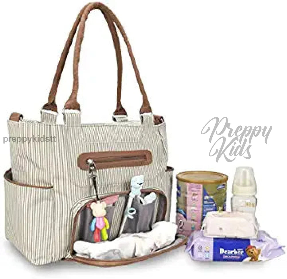 Diaper Bag 7 Pieces Set Nappy Tote Large Capacity For Baby Mom Dad Travel Bag With Stroller Straps