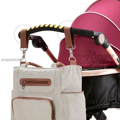 Diaper Bag 7 Pieces Set Nappy Tote Large Capacity For Baby Mom Dad Travel Bag With Stroller Straps