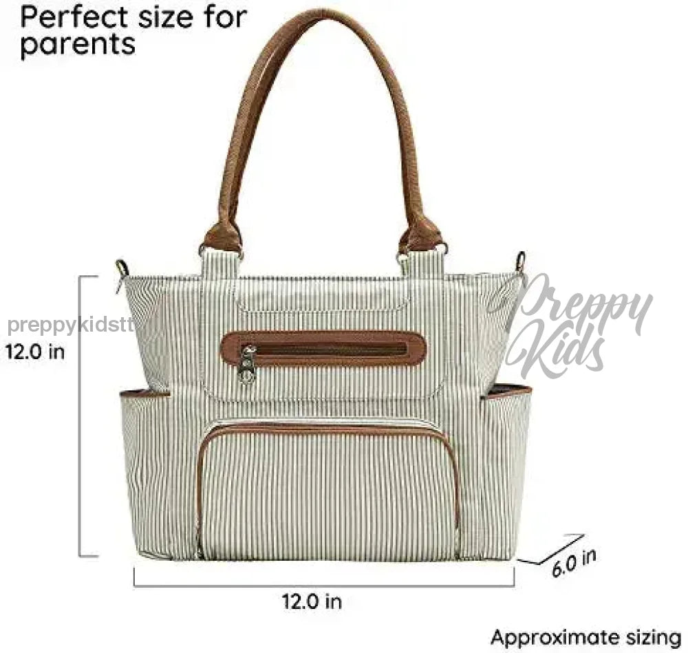 Diaper Bag 7 Pieces Set Nappy Tote Large Capacity For Baby Mom Dad Travel Bag With Stroller Straps