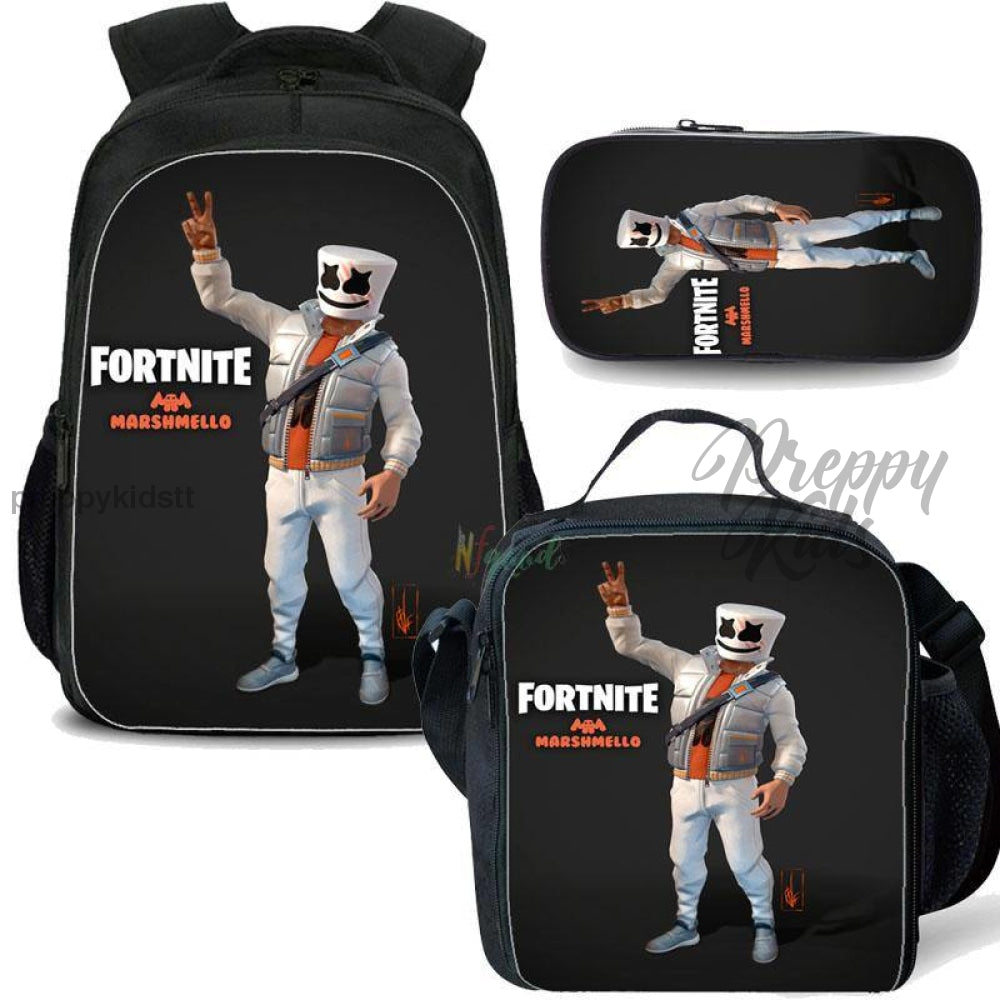 DJ Marshmello Fortnite Edition Backpack set 3PC Preppy Kids