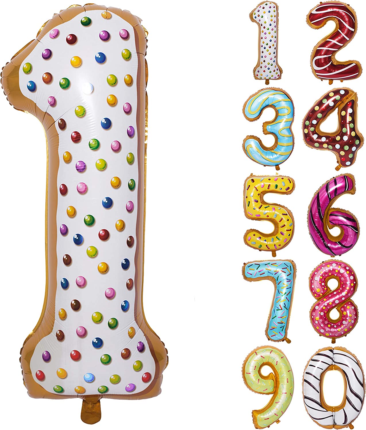 Donut Number Foil 40 &quot; Helium Balloons .  1 to 9