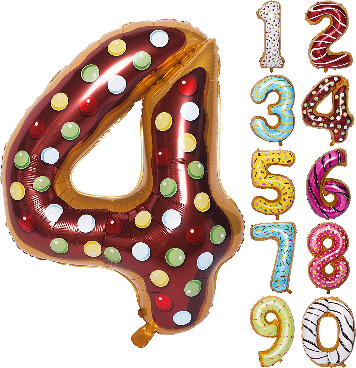 Donut Number Foil 40 &quot; Helium Balloons .  1 to 9