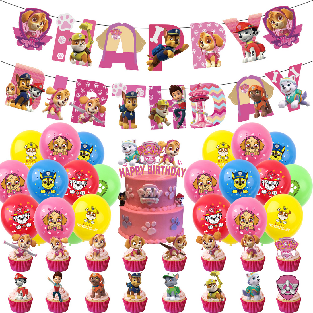 Paw Patrol Girls Edition Pink Party Decoration package