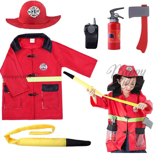 Fireman Firefighter Cosplay Career Day Outfit (Ages 3 To 7 Years Old) Party Decorations