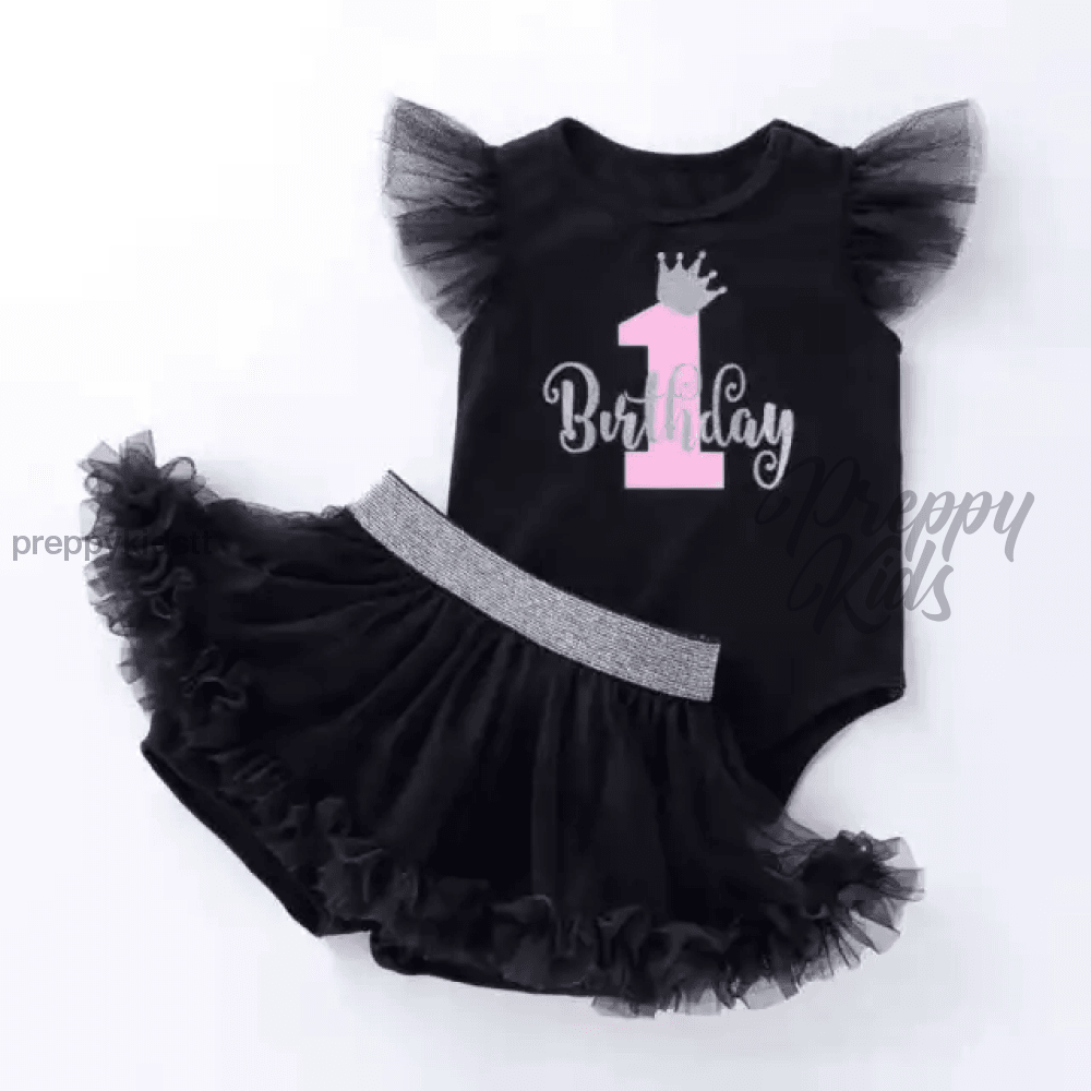 First Birthday Girls Outfit (Black) Outfits