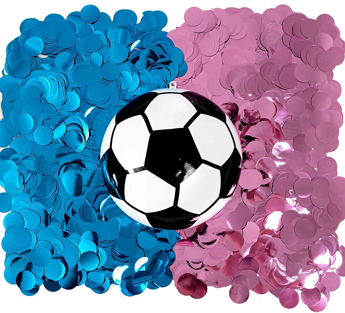 Gender Reveal Confetti Soccer Ball , Pink and Blue , for Baby Boy Girl Gender Reveal Party