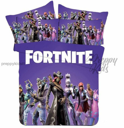 64 Fortnite Purple Squad Crew 3pc Comforter Set Preppy