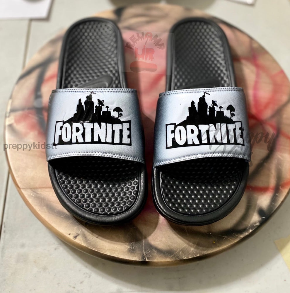 Fortnite Grey Black Slippers