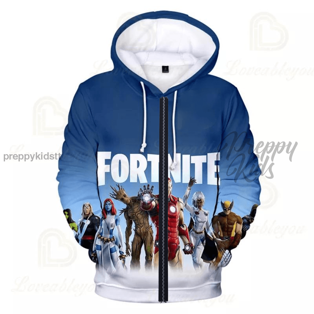 Fortnite Zipper Hoodie Avengers Iron Man 3D Hoodies