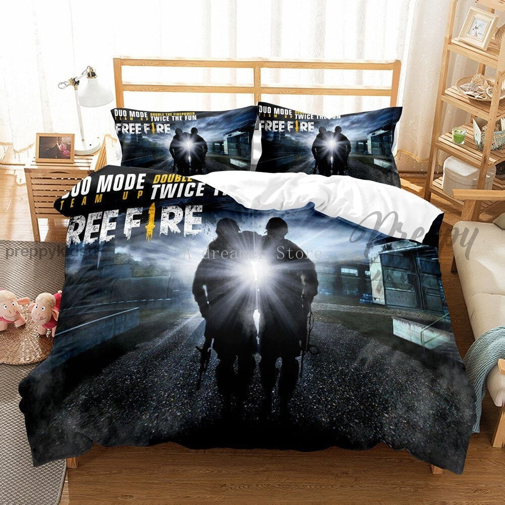 Free Fire Bed 2 Man Crew 3Pc Comforter Set