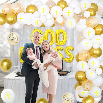 GOD BLESS Unisex Gold Balloon Package (Christening /Baptism)