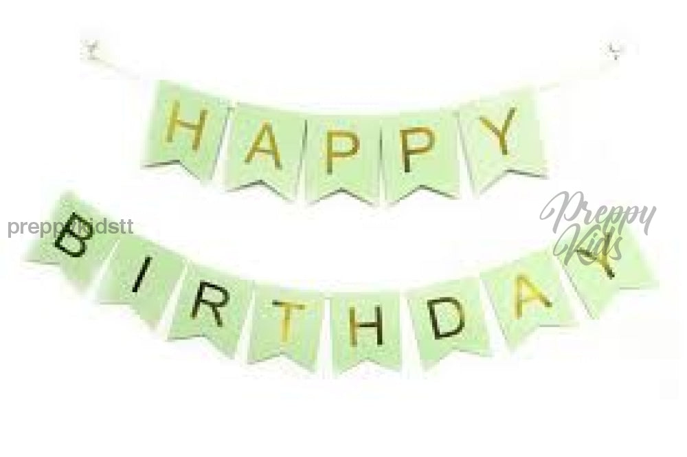 Happy Birthday Banner (Green & Gold) Party Decorations