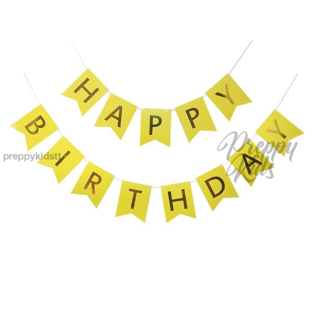 Happy Birthday Banner (Yellow & Gold) Party Decorations