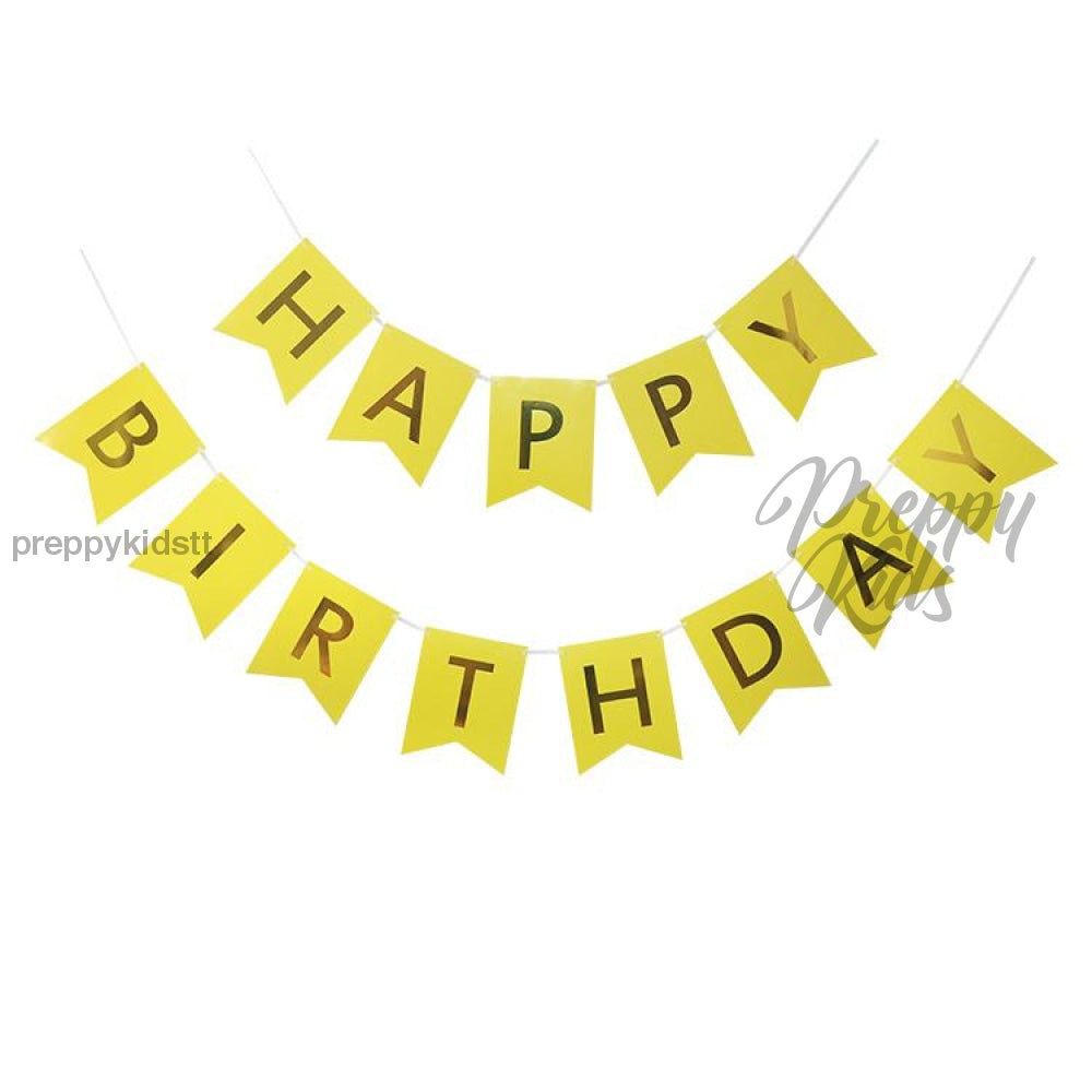 Happy Birthday Banner (Yellow &amp; Gold) Party Decorations