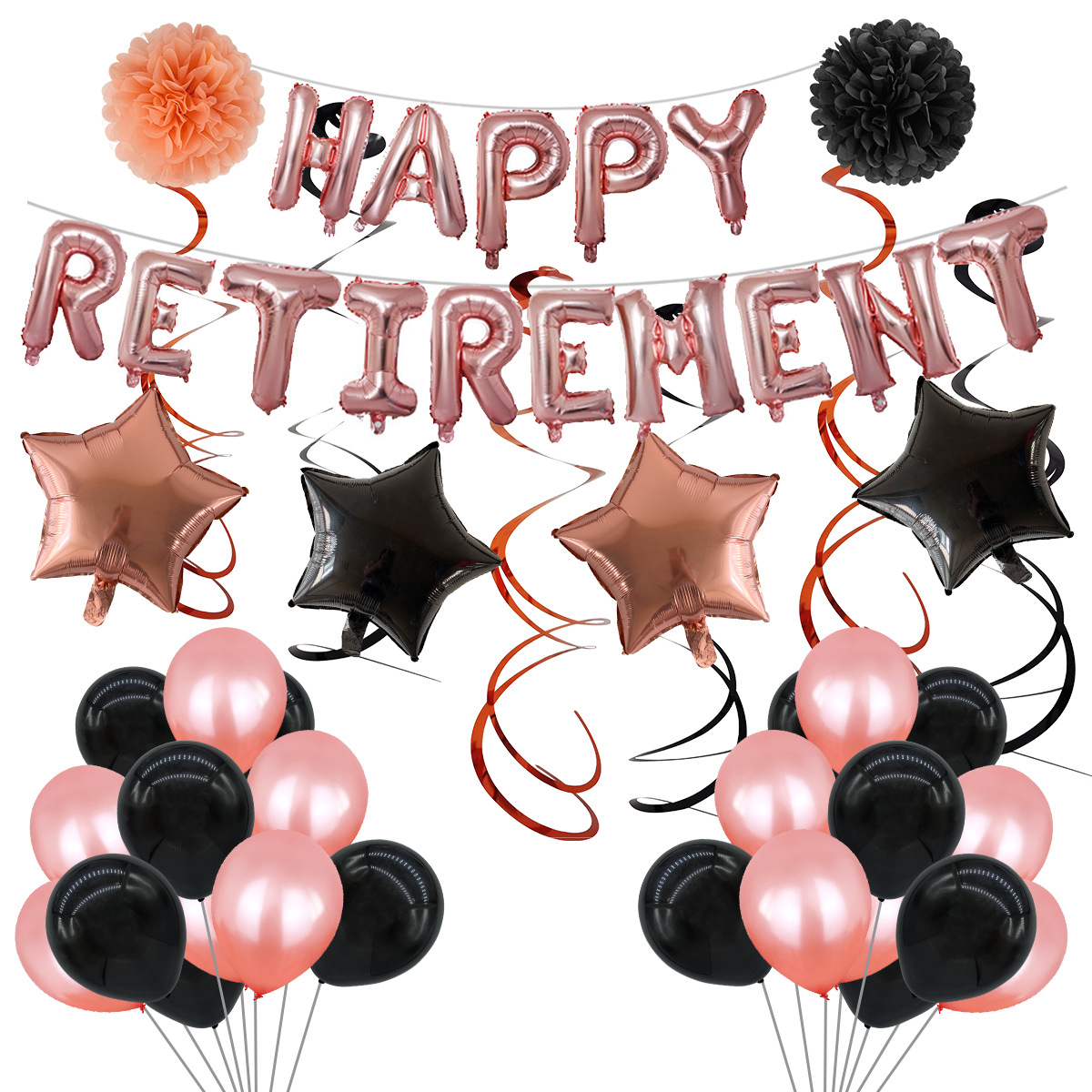 Happy Retirement decoration package (Rose Gold) Retired