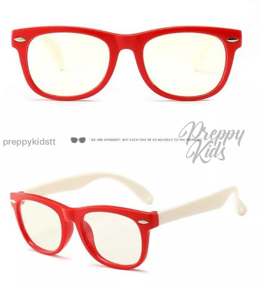 Kids Blue Light Glasses (Red &amp; White) (Non-Prescription) Glasses