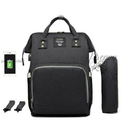 Lequeen Black 4In1 Usb Mummy Baby Bucket Bag (Black) Bags