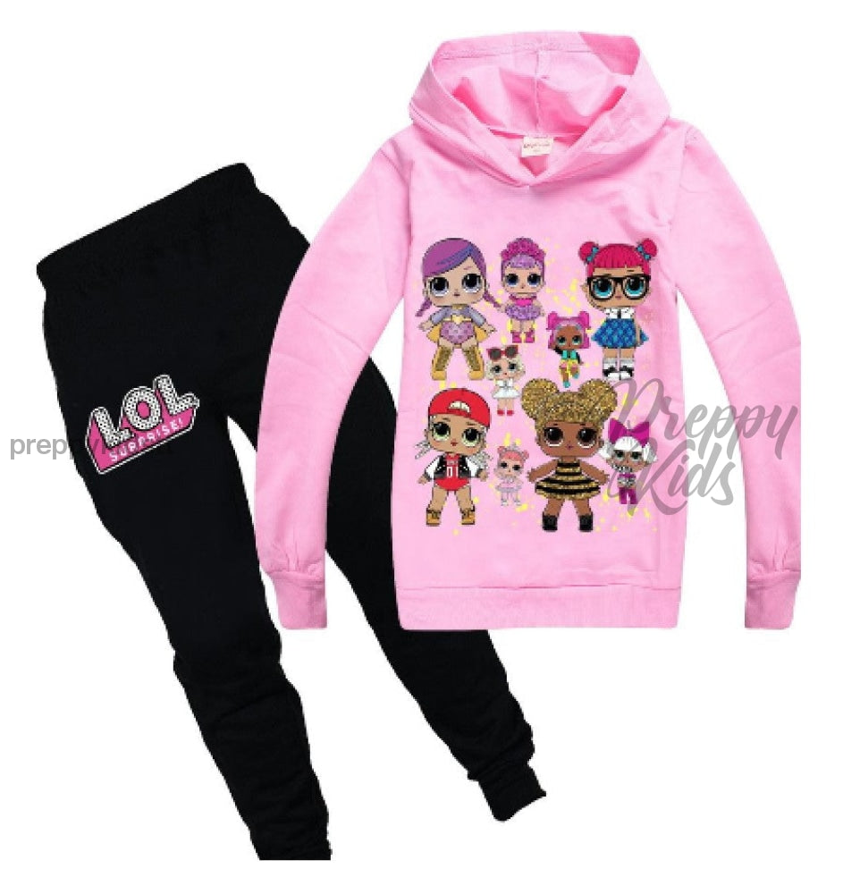 Lol Ladies Crew Track Suit (Pink Black) Suits