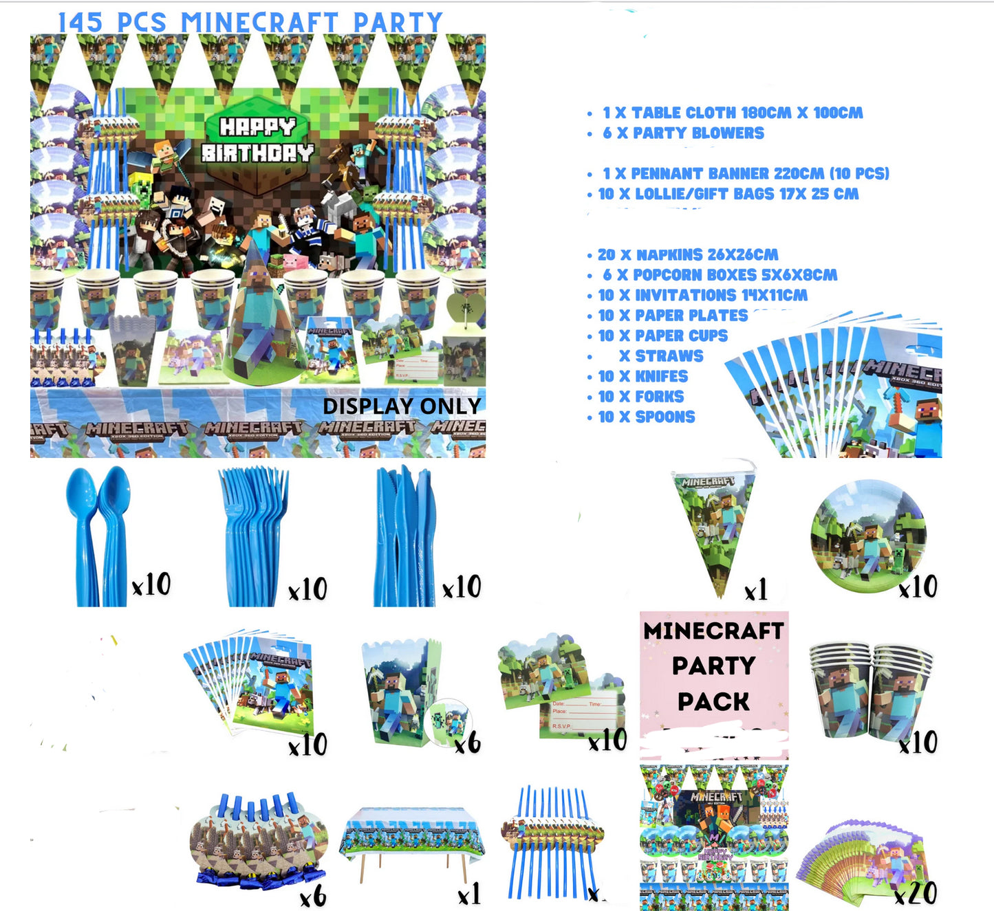 Minecraft 4th Ultimate edition Party Decoration package