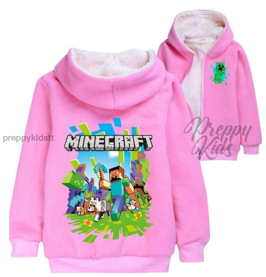 Minecraft Hoodie Zipper Pink Winter 3D Hoodies