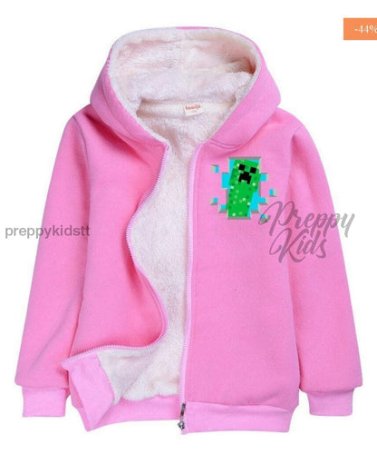 Minecraft Hoodie Zipper Pink Winter 3D Hoodies