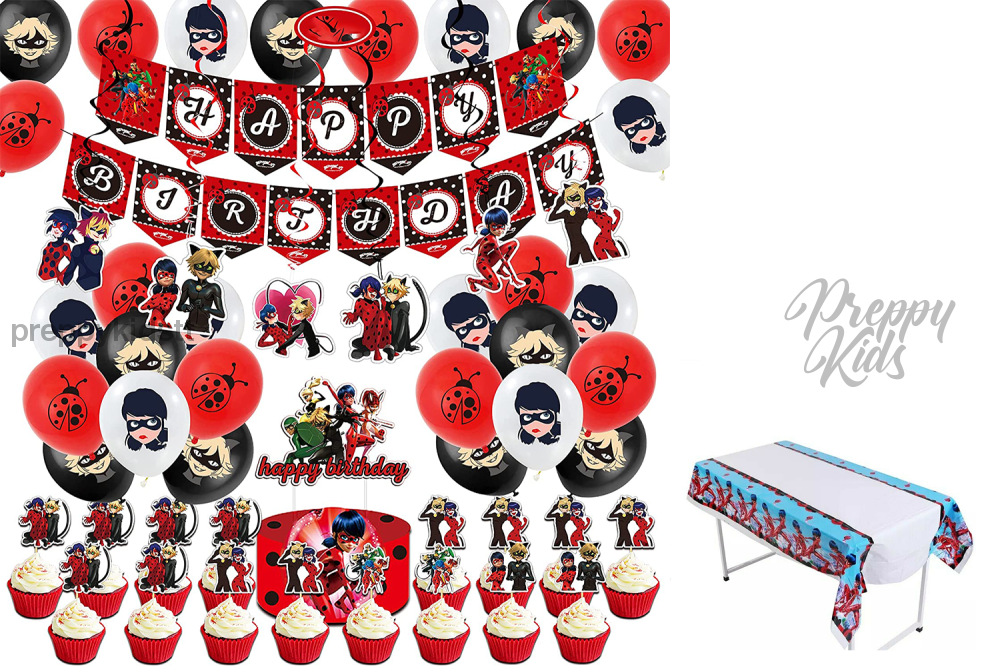 Miraculous Ladybug Party Decorations (50 Pcs) W/tablecloth
