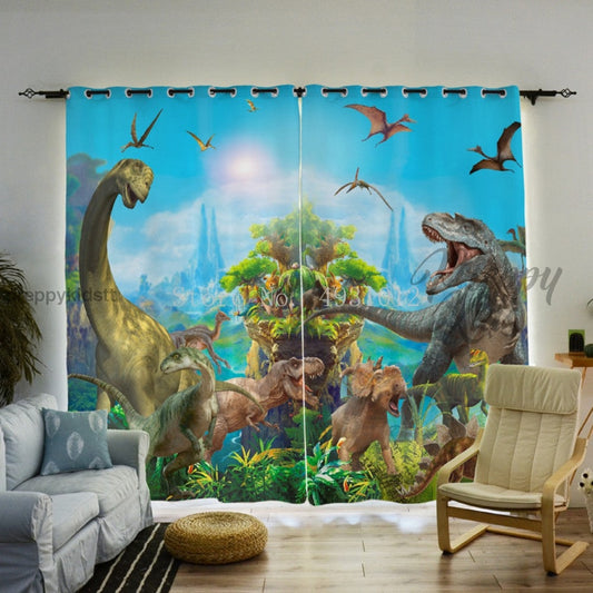 Dinosaur Curtain Battle (Blackout - 2 Panels)