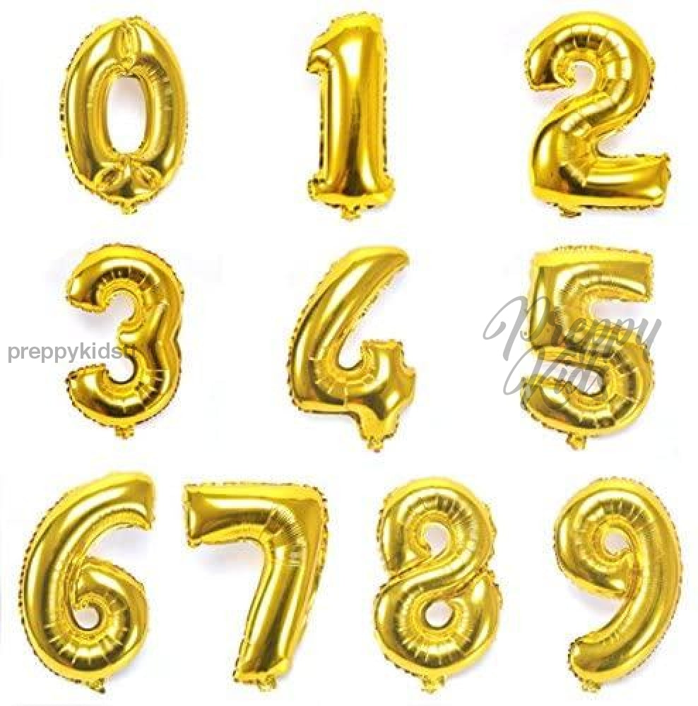 Number Gold Foil 32 Helium Balloons (32). 1 To 9 Party Decorations