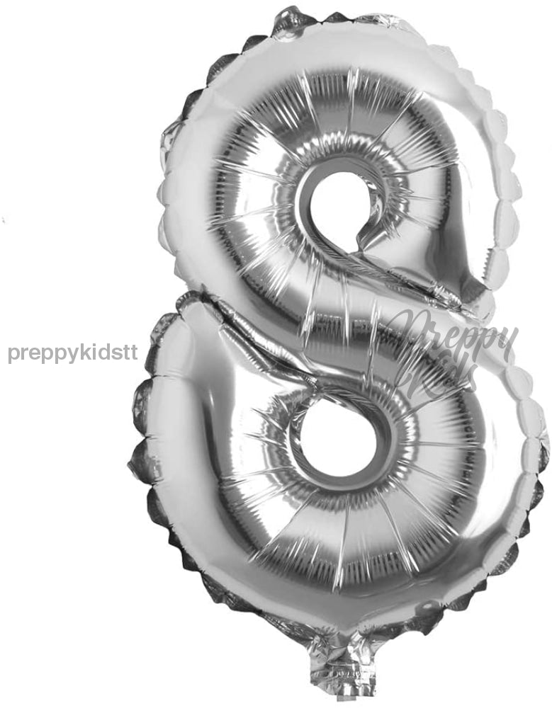 Number Silver Foil Helium Balloons (32). 1 To 9 8 Party Decorations