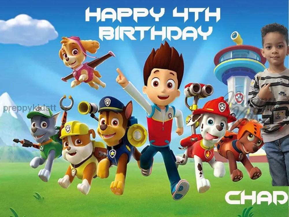 Paw Patrol Happy Birthday Customize Backdrop 
