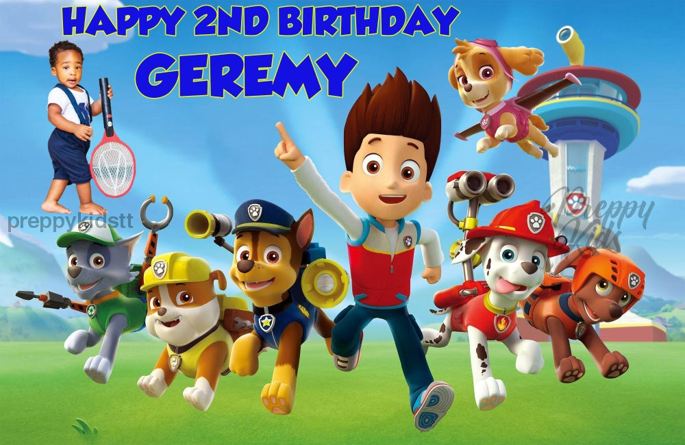 Paw Patrol Happy Birthday Customize Backdrop 