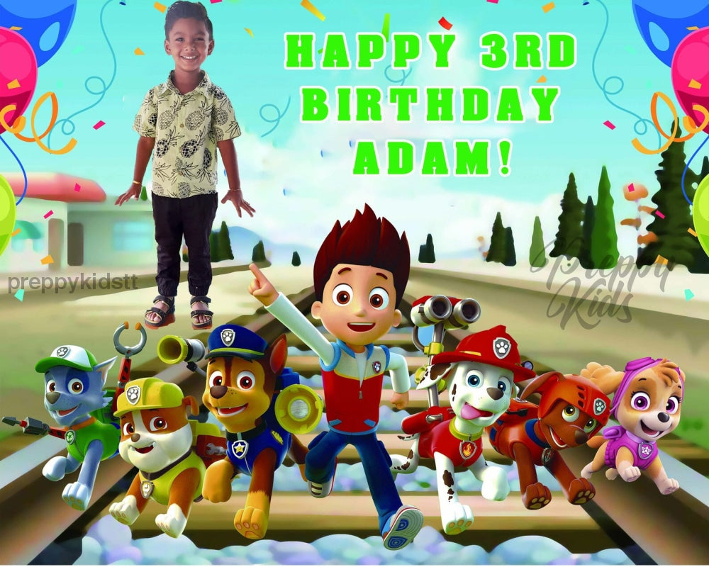Paw Patrol Happy Birthday Customize Backdrop 