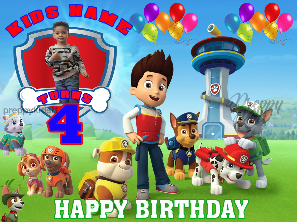 Paw Patrol Happy Birthday Backdrop Party Decorations
