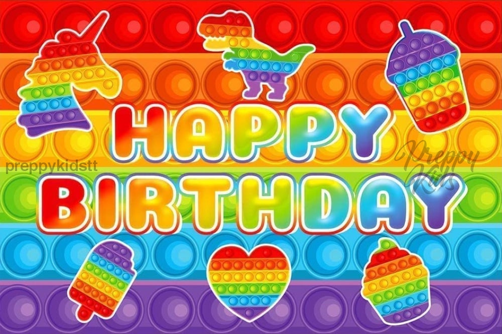 Pop It Happy Birthday Backdrop Party Decorations
