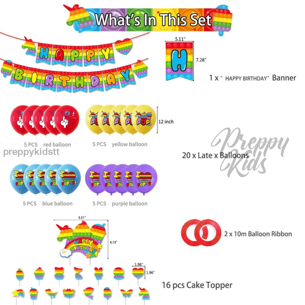 Pop It Lite Package Party Decorations