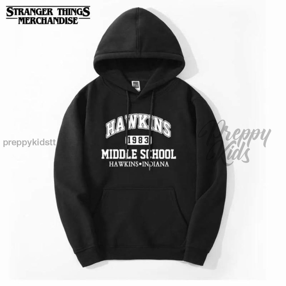 Stranger Things Hawkins Black Hoodie (Fleece) 3D Hoodies