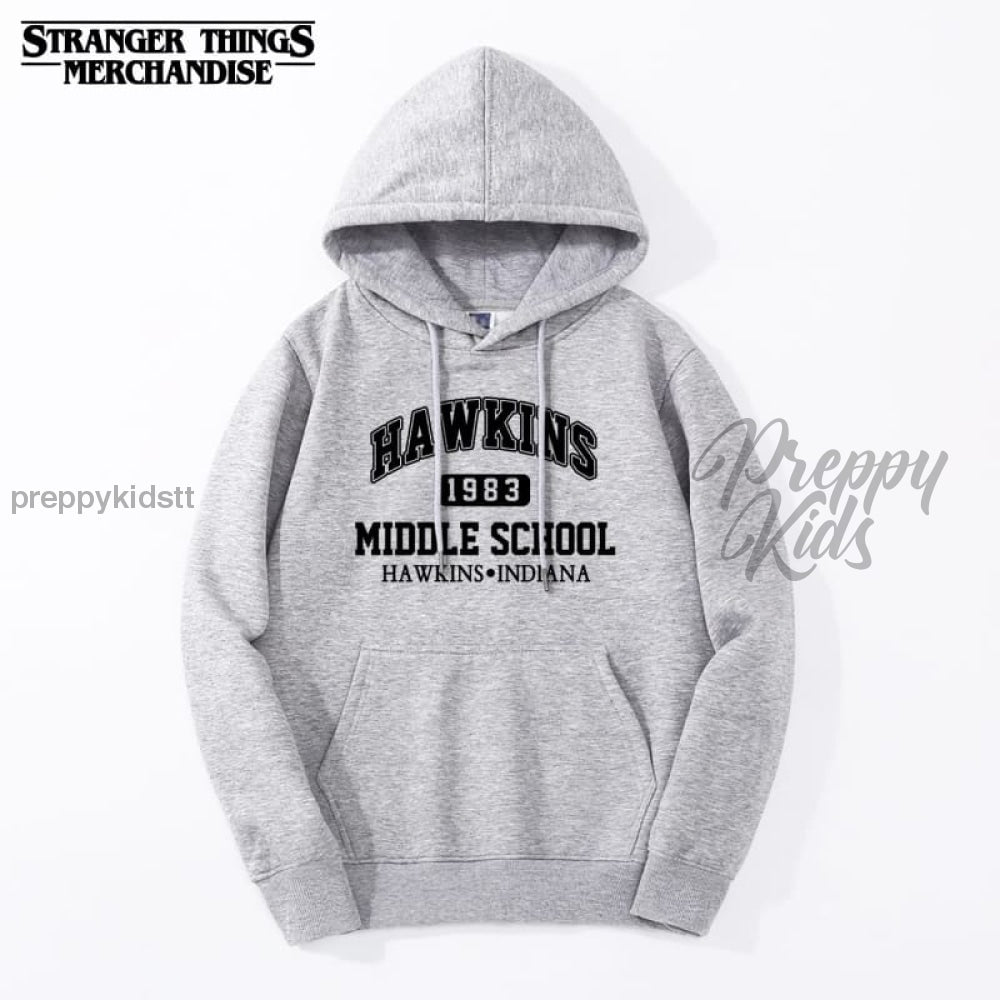 Stranger Things Hawkins Grey Hoodie (Fleece) 3D Hoodies