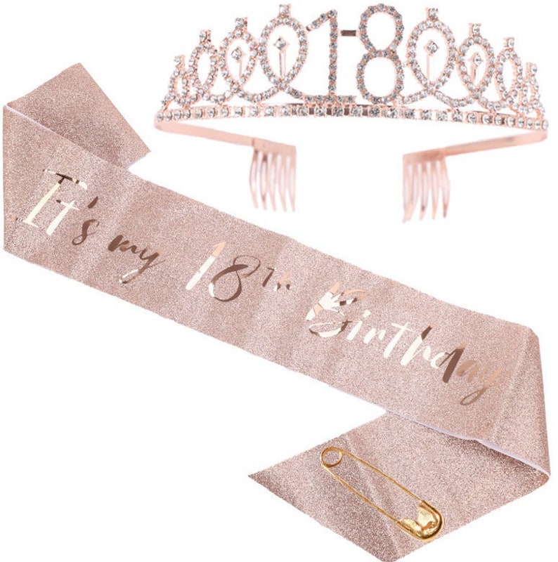 Tiara and Sash - 18th Birthday (Rose Gold)