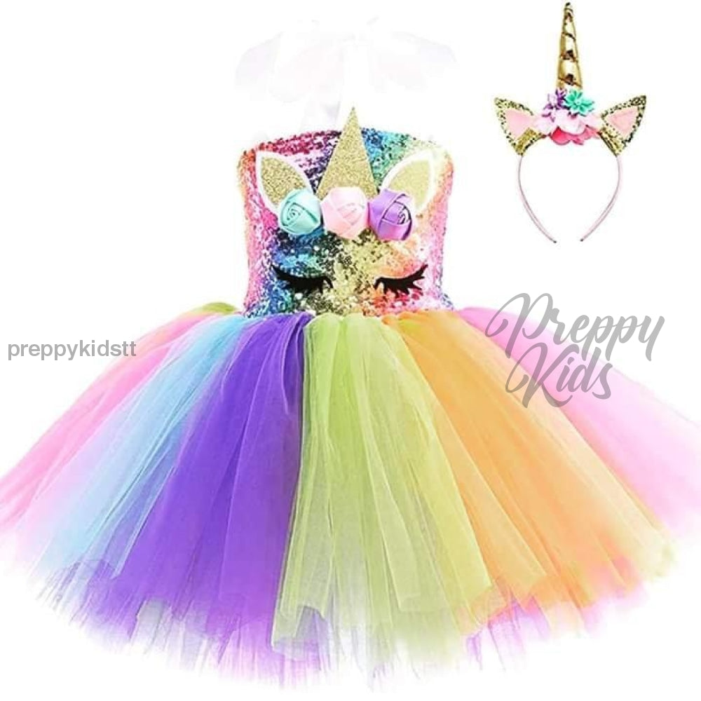 Unicorn Birthday Dress (Multicolour) 2T Outfits