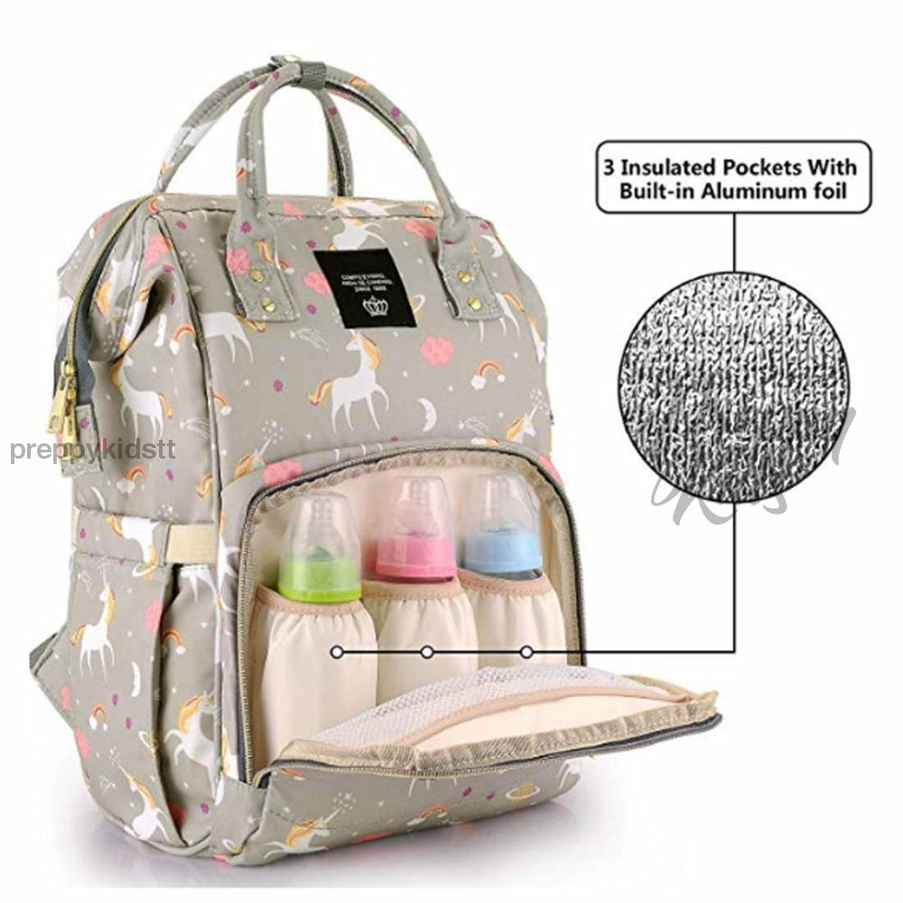 Unicorn Bucket Mummy Baby Bag (Grey) Bags