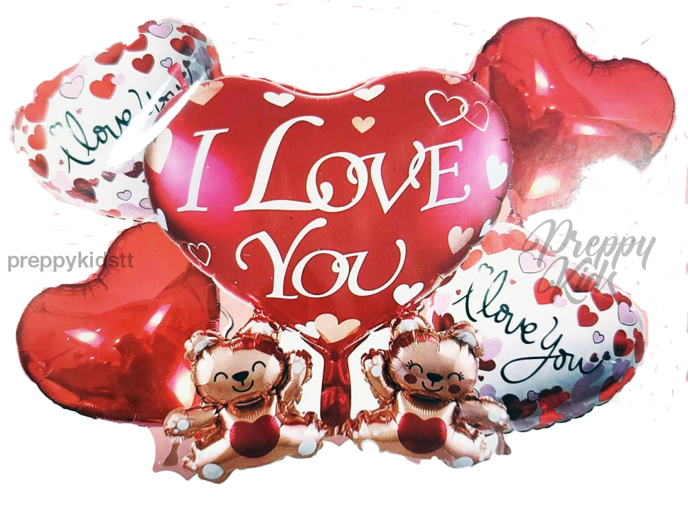Valentines / I Love You Foil Balloon Set (5 Pieces) Party Decorations