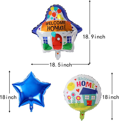 Welcome Home House 5PCS  Foil Balloons for Kids Birthday Baby Shower Party Decorations