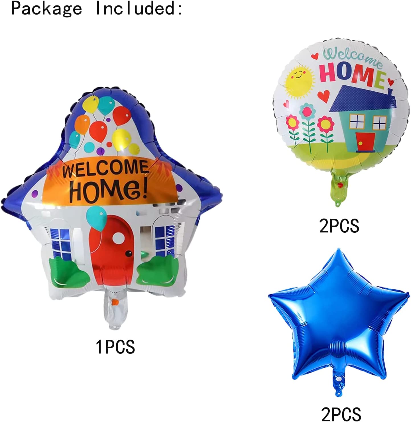 Welcome Home House 5PCS  Foil Balloons for Kids Birthday Baby Shower Party Decorations