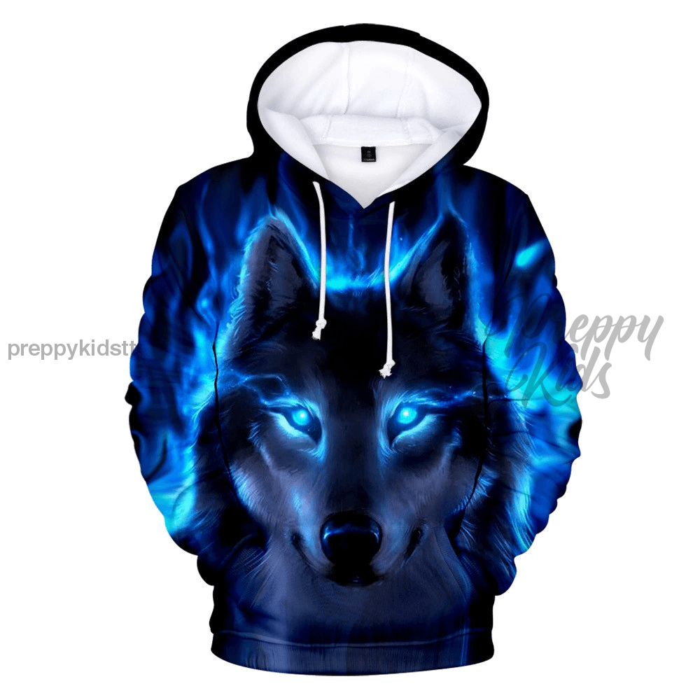Wolf 3D Hoodie (Blue) Hoodies